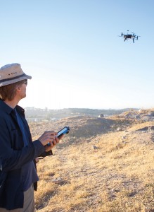 An octocopter (drone) made it possible to get useful aerial photography of the archeological site during the dig season.
